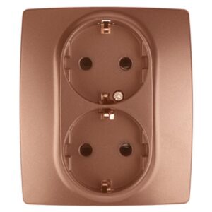 12-2104-14 ЭРА Розетка 2X2P+E Schuko со шторками