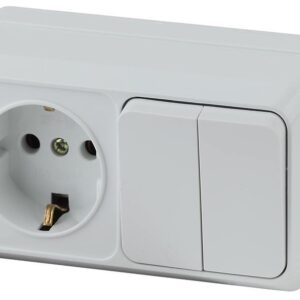 Блок розетка с выключателем Intro Quadro 2-702-01 двойным горизонтальный 10А-250В