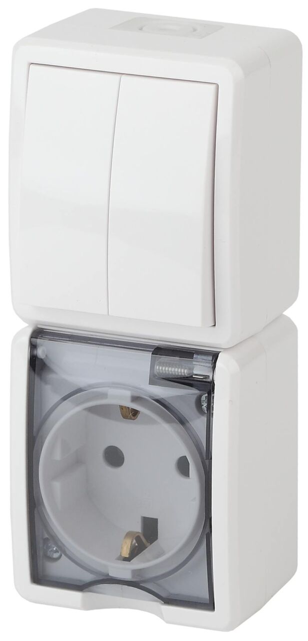 11-7408-01 ЭРА Блок розетка+выкл. двойн. верт. IP54 11-7408-01 ЭРА Блок розетка+выкл. двойн. верт. IP54