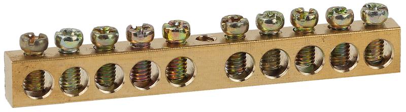 Шина ЭРА NO-122-15 PEN земля-ноль 6х9мм 10/1 латунная с креплениями по центру оптом купить хорошая цена Шина ЭРА NO-122-15 PEN земля-ноль 6х9мм 10/1 латунная с креплениями по центру купить оптом недорого