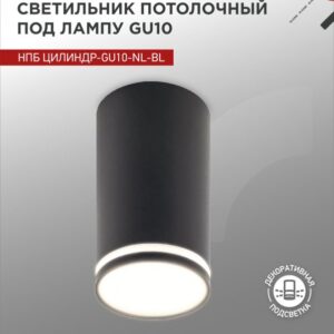Светильник потолочный НПБ ЦИЛИНДР-GU10-NL-BL под лампу GU10 55х100мм черный IN HOME купить оптом недорого