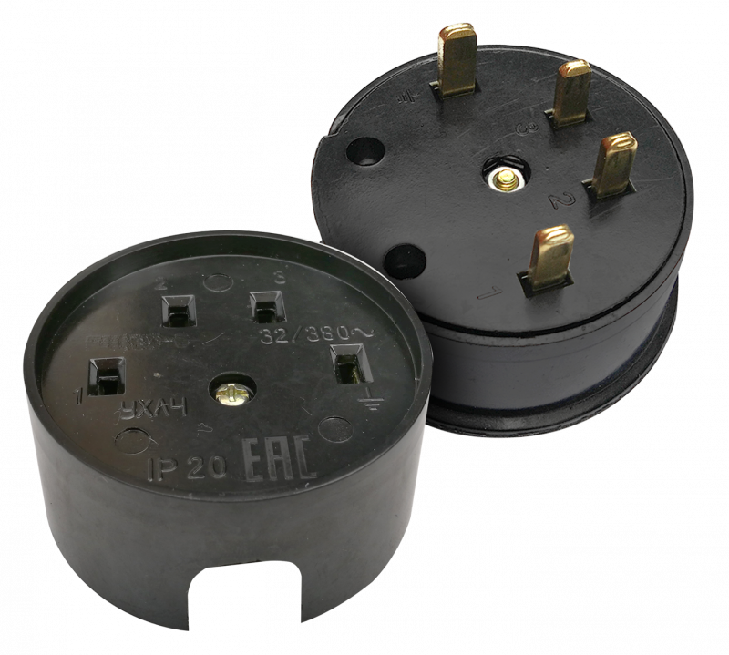 Разъем печной РШ/ВШ карболитовый 25А 380В черный 9112 IN HOME оптом купить хорошая цена Разъем печной РШ/ВШ карболитовый 25А 380В черный 9112 IN HOME купить оптом недорого