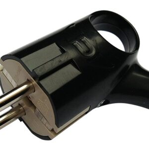 Вилка угловая с кольцом с заземлением 16А черная 4220 IN HOME купить оптом недорого