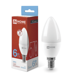 Лампа светодиодная LED-СВЕЧА-VC 6Вт 230В Е14 6500К 570Лм IN HOME купить оптом недорого