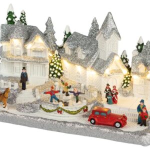 Светодиодная новогодняя фигура ЭРА EFIS-S08 композиция Снежная деревня теплый белый свет 3АА 31*16*16 см купить оптом недорого