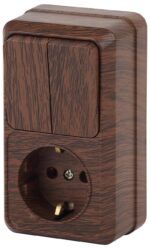 Блок розетка с выключателем Intro Quadro 2-706-10 двойным вертикальный 10А-250В