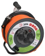 Удлинитель силовой ЭРА RMx-4es-3x2.5-50m-IP44 на металлической катушке с заземлением с выключателем 4 розетки 50м ПВС купить оптом недорого