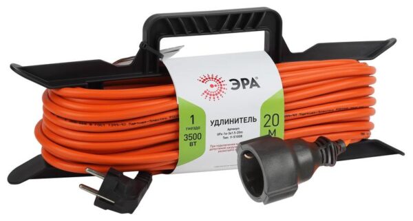 Удлинитель силовой ЭРА UFx-1e-3x1.5-20m на рамке c заземлением 1 розетка 20м ПВС 3x1.5мм2 купить оптом недорого