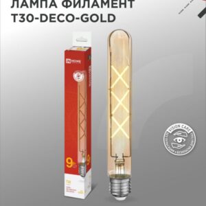 Лампа светодиодная LED-T30-deco gold 9Вт 230В Е27 3000К 1040Лм 225мм золотистая IN HOME купить оптом недорого