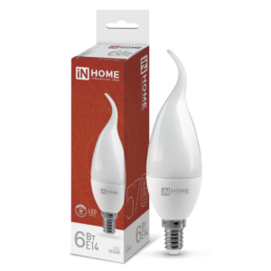 Лампа светодиодная LED-СВЕЧА НА ВЕТРУ-VC 6Вт 230В Е14 4000К 570Лм IN HOME купить оптом недорого