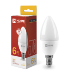 Лампа светодиодная LED-СВЕЧА-VC 6Вт 230В Е14 3000К 570Лм IN HOME купить оптом недорого