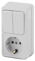 Блок розетка с выключателем Intro Quadro 2-706-01 двойным вертикальный 10А-250В