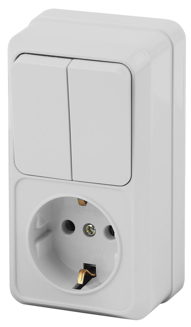 Блок розетка с выключателем Intro Quadro 2-706-01 двойным вертикальный 10А-250В Блок розетка с выключателем Intro Quadro 2-706-01 двойным вертикальный 10А-250В