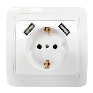 Розетка одинарная с заземлением CLASSICO с двумя USB белая 2047 IN HOME купить оптом недорого