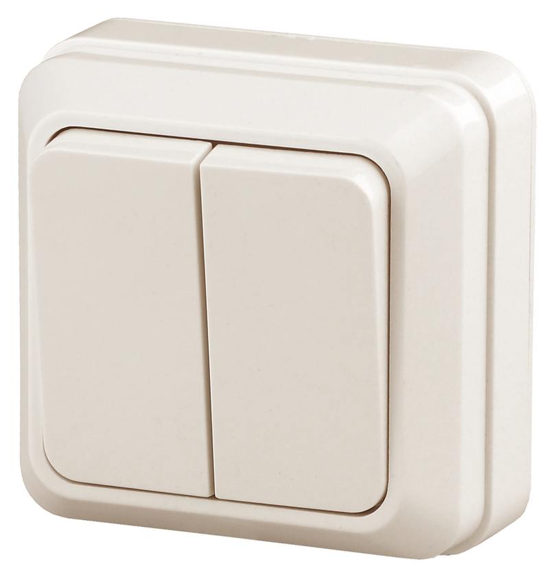 Выключатель Intro Quadro 2-104-02 двухклавишный 10А-250В Выключатель Intro Quadro 2-104-02 двухклавишный 10А-250В