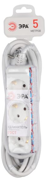 5 с заземлением 3 розетки 5м ПВС 3x1