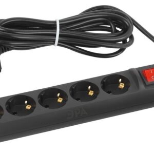 Удлинитель электрический ЭРА UX-5es-5m-B с заземлением с выключателем 5 розеток 5 м ПВС 3x0