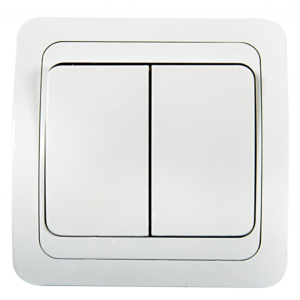 Выключатель двухклавишный CLASSICO белый 2023 IN HOME купить оптом недорого