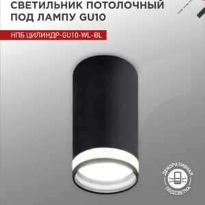 Светильник потолочный НПБ ЦИЛИНДР-GU10-WL-BL под лампу GU10 55х110мм черный IN HOME купить оптом недорого