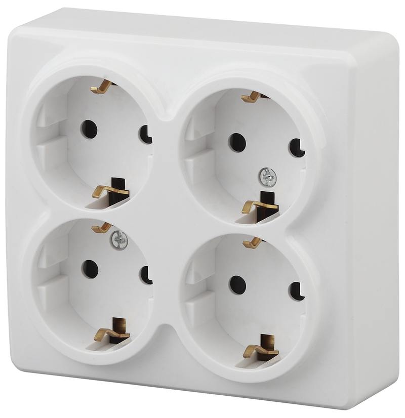 11-2211-01 ЭРА Розетка 4х2P+E Schuko со шторками 11-2211-01 ЭРА Розетка 4х2P+E Schuko со шторками