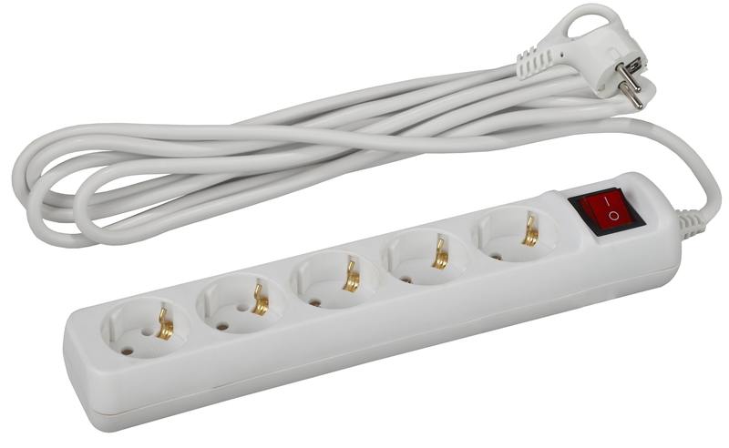 Удлинитель электрический ЭРА UX-5es-3m с заземлением с выключателем 5 розеток 3 м ПВС 3x0 Удлинитель электрический ЭРА UX-5es-3m с заземлением с выключателем 5 розеток 3 м ПВС 3x0