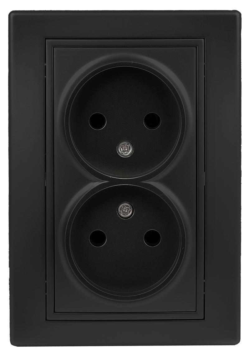 Розетка Intro Plano 1-204-05 без заземления двойная 2х2P Розетка Intro Plano 1-204-05 без заземления двойная 2х2P