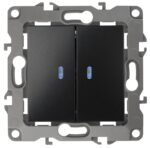 12-1105-05 ЭРА Выключатель двойной с подсветкой