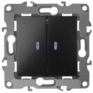 12-1105-05 ЭРА Выключатель двойной с подсветкой