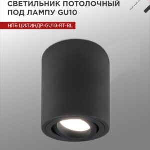 Светильник потолочный НПБ ЦИЛИНДР-GU10-RT-BL поворотный под лампу GU10 80х84мм черный IN HOME купить оптом недорого
