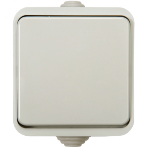 Выключатель одноклавишный AQUA белый полугерметичный 3100 IN HOME купить оптом недорого