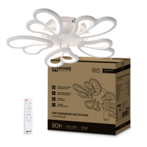 Светильник светодиодный ELEGANT IRIS 90Вт 230В 3000-6500K 7000Лм 545х557х90мм c пультом ДУ белый IN HOME купить оптом недорого