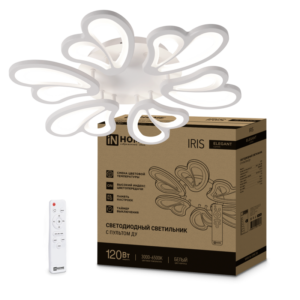 Светильник светодиодный ELEGANT IRIS 120Вт 230В 3000-6500K 8400Лм 607х535х85мм c пультом ДУ белый IN HOME купить оптом недорого