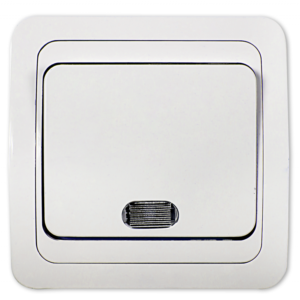 Выключатель одноклавишный с подсветкой CLASSICO белый 2121 IN HOME купить оптом недорого