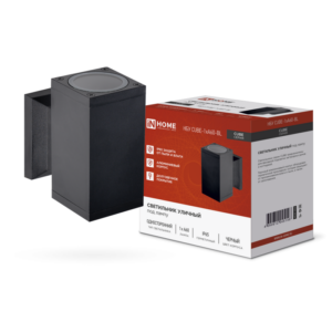 Светильник уличный настенный односторонний НБУ CUBE-1хA60-BL алюминиевый под лампу 1хA60 E27 черный IP54 IN HOME купить оптом недорого