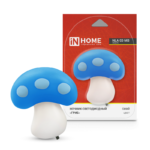 Ночник светодиодный NLA 03-MB ГРИБ синий с выключателем 230В IN HOME купить оптом недорого