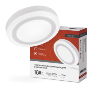 Панель светодиодная накладная круглая NRLP-BL 16Вт 230В 4000К 960Лм 195мм с подсветкой белая IP20 IN HOME купить оптом недорого