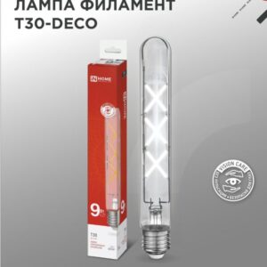 Лампа светодиодная LED-T30-deco 9Вт 230В Е27 4000К 1140Лм 225мм прозрачная IN HOME купить оптом недорого