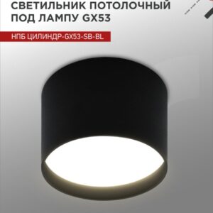 Светильник потолочный НПБ ЦИЛИНДР-GX53-SB-BL под лампу GX53 85x55мм черный IN HOME купить оптом недорого
