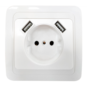 Розетка одинарная CLASSICO с двумя USB белая 2147 IN HOME купить оптом недорого