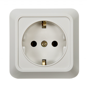 Розетка одинарная с заземлением BOLLETO белая накладная 7028 IN HOME купить оптом недорого