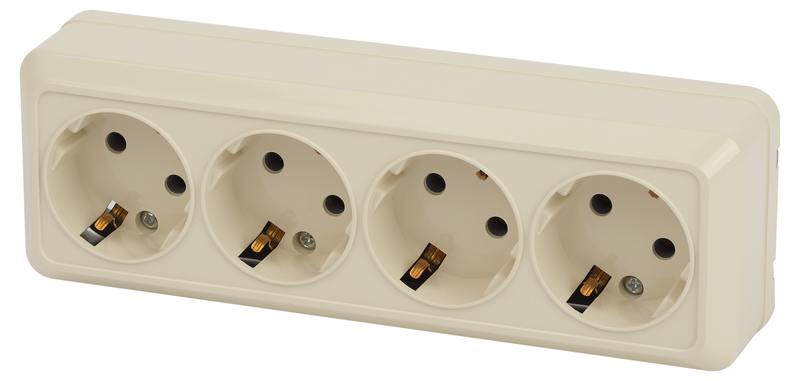 Розетка Intro Quadro 2-208-02 с заземлением четырехместная 4х2P+E Розетка Intro Quadro 2-208-02 с заземлением четырехместная 4х2P+E