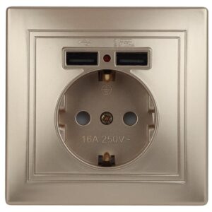 Розетка Intro Plano 1-410-04 с заземлением 2P+E Schuko со шторками