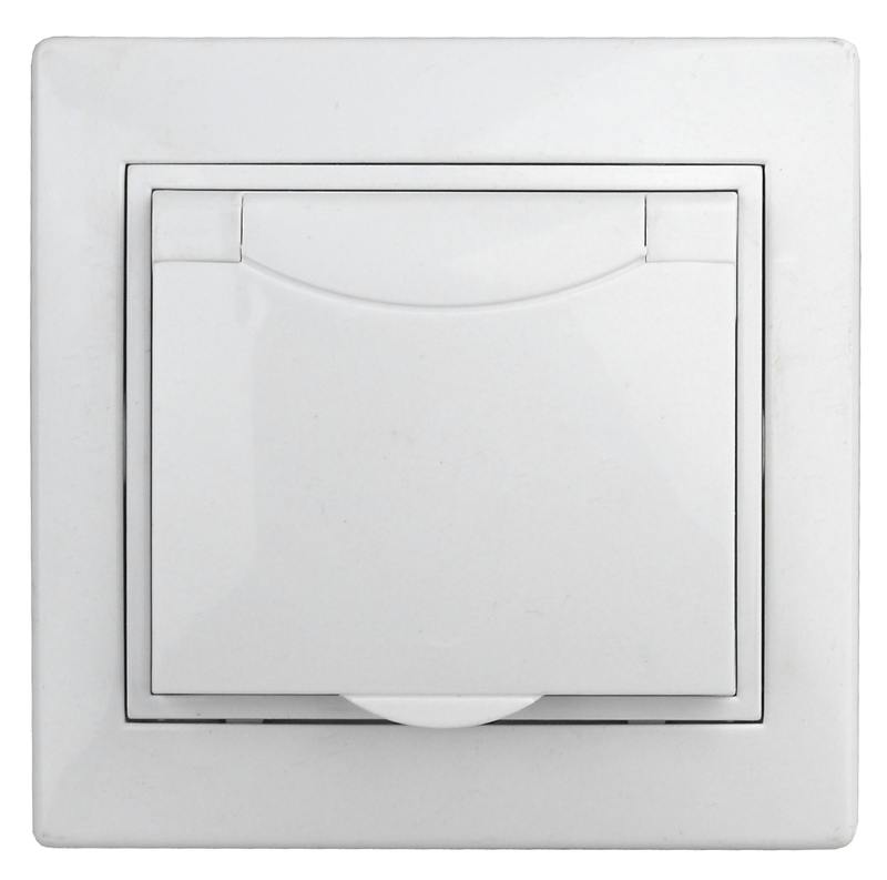 Розетка Intro Plano 1Э-207-01 с заземлением 2P+E Schuko с крышкой шторками Розетка Intro Plano 1Э-207-01 с заземлением 2P+E Schuko с крышкой шторками