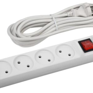 Удлинитель электрический ЭРА U-4s-5m-2x1 без заземления c выключателем 4 розетки 5 м ПВС 2x1мм2 10А купить оптом недорого