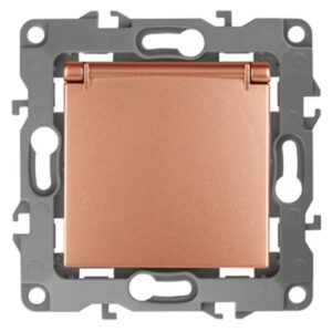 12-2103-14 ЭРА Розетка 2P+E Schuko со шторками с крышкой