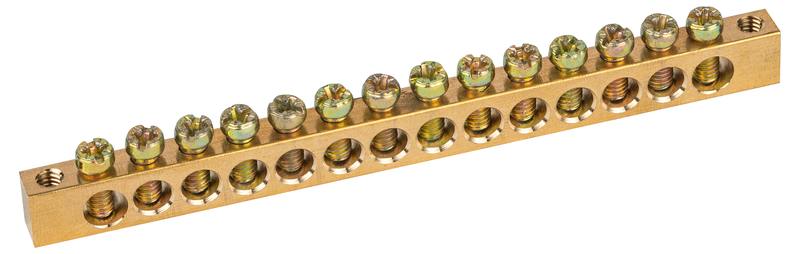 Шина ЭРА NO-122-06 PEN земля-ноль 6х9мм 14/2 латунная с креплениями по краям оптом купить хорошая цена Шина ЭРА NO-122-06 PEN земля-ноль 6х9мм 14/2 латунная с креплениями по краям купить оптом недорого