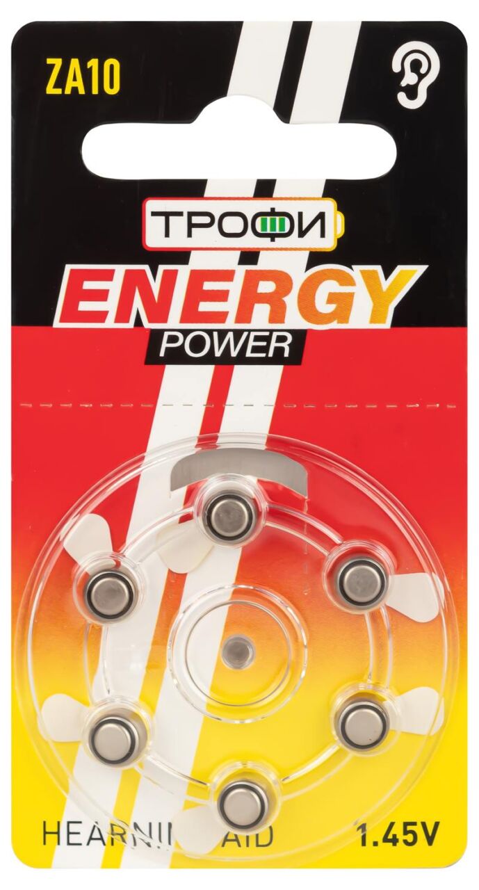 Батарейки Трофи ZA10-6BL ENERGY POWER Hearing Aid оптом купить хорошая цена Батарейки Трофи ZA10-6BL ENERGY POWER Hearing Aid купить оптом недорого