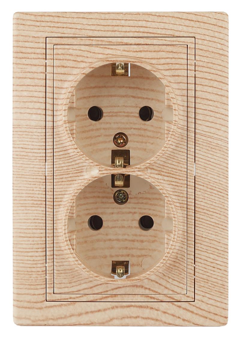 Розетка Intro Plano 1-205-11 с заземлением двойная 2X2P+E Schuko Розетка Intro Plano 1-205-11 с заземлением двойная 2X2P+E Schuko