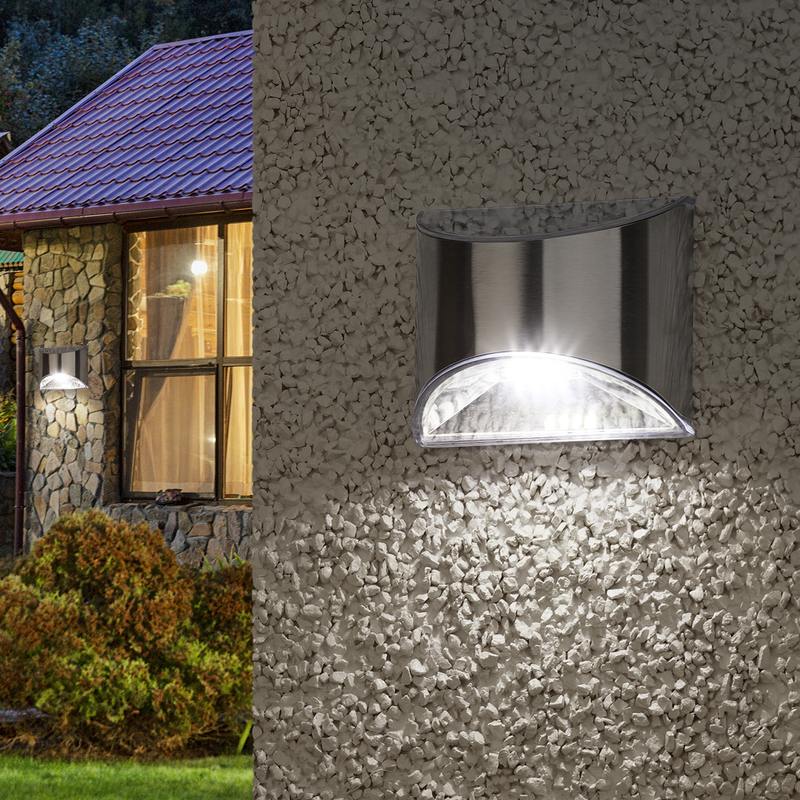 Светильник уличный ЭРА ERAFS024-38 на солнечных батареях настенный фасадная подсветка Хром Светильник уличный ЭРА ERAFS024-38 на солнечных батареях настенный фасадная подсветка Хром