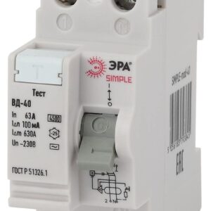 УЗО ЭРА SIMPLE SIMPLE-mod-48 ВД-40 2P 63А/100мА купить оптом недорого